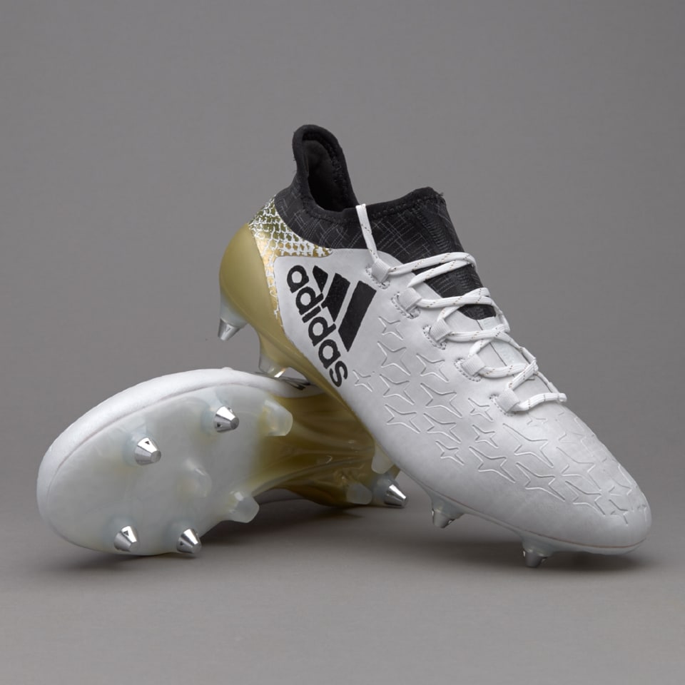 Virgen Grillo Villano adidas X 16.1 SG -Botas de futbol-Terrenos blandos-Blanco/Negro/Dorado |  Pro:Direct Soccer