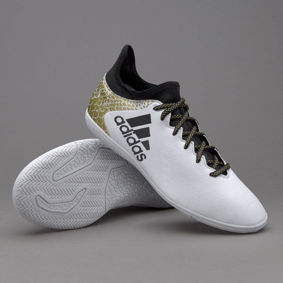 avance apelación como eso adidas X 16.3 IN - Mens Soccer Cleats - Indoor - White/Core Black/Gold  Metallic 