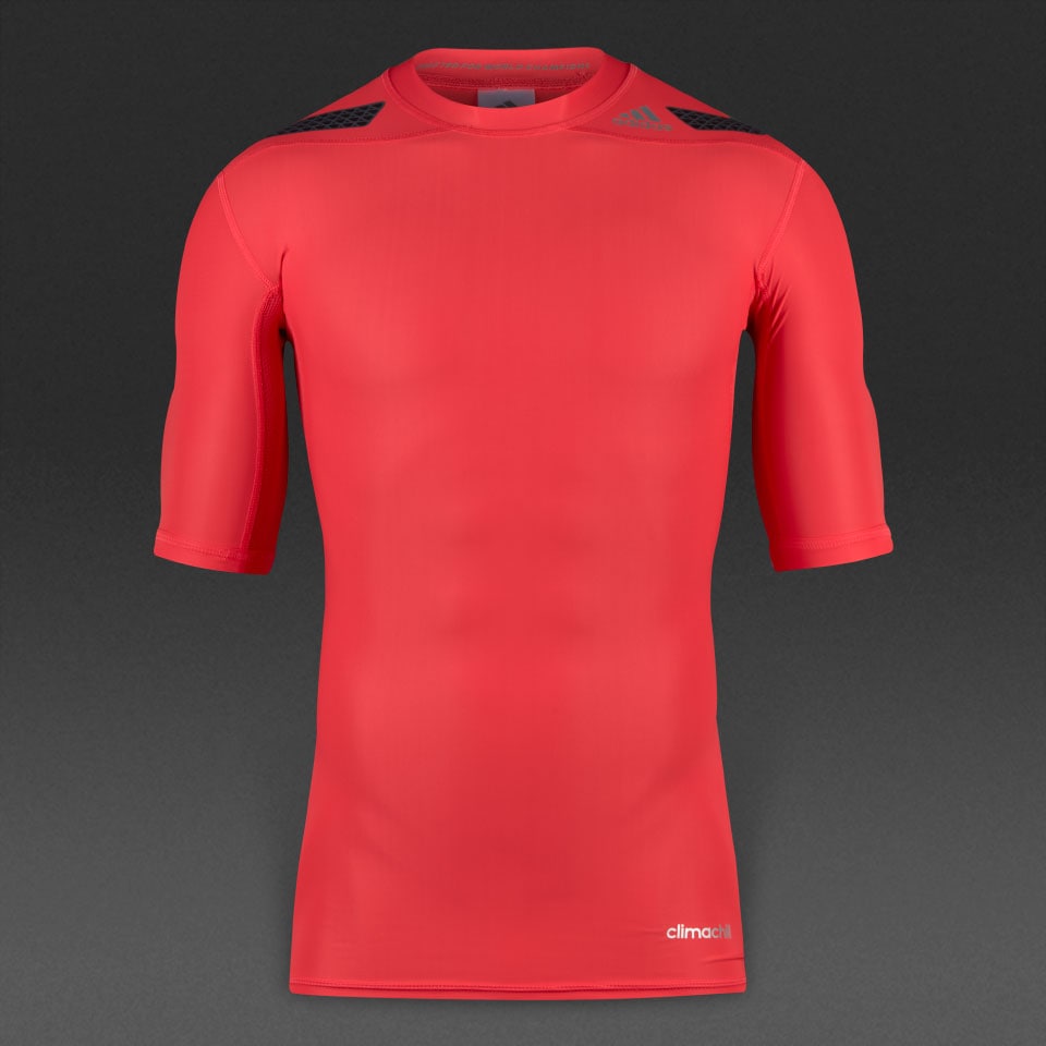 adidas Techfit Power SS Mens Base Layer Shirts Shock Red