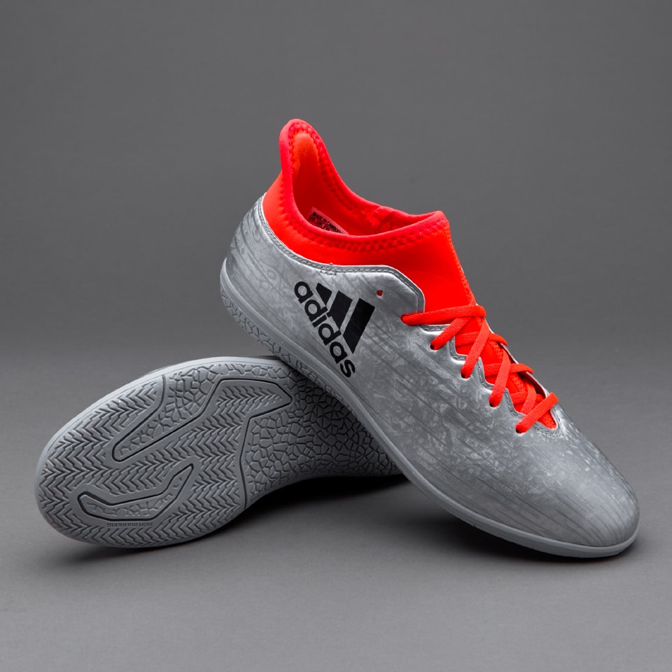 adidas X 16.3 IN para niños -Zapatillas de futbol sala-Plateado/Negro/Rojo | Pro:Direct