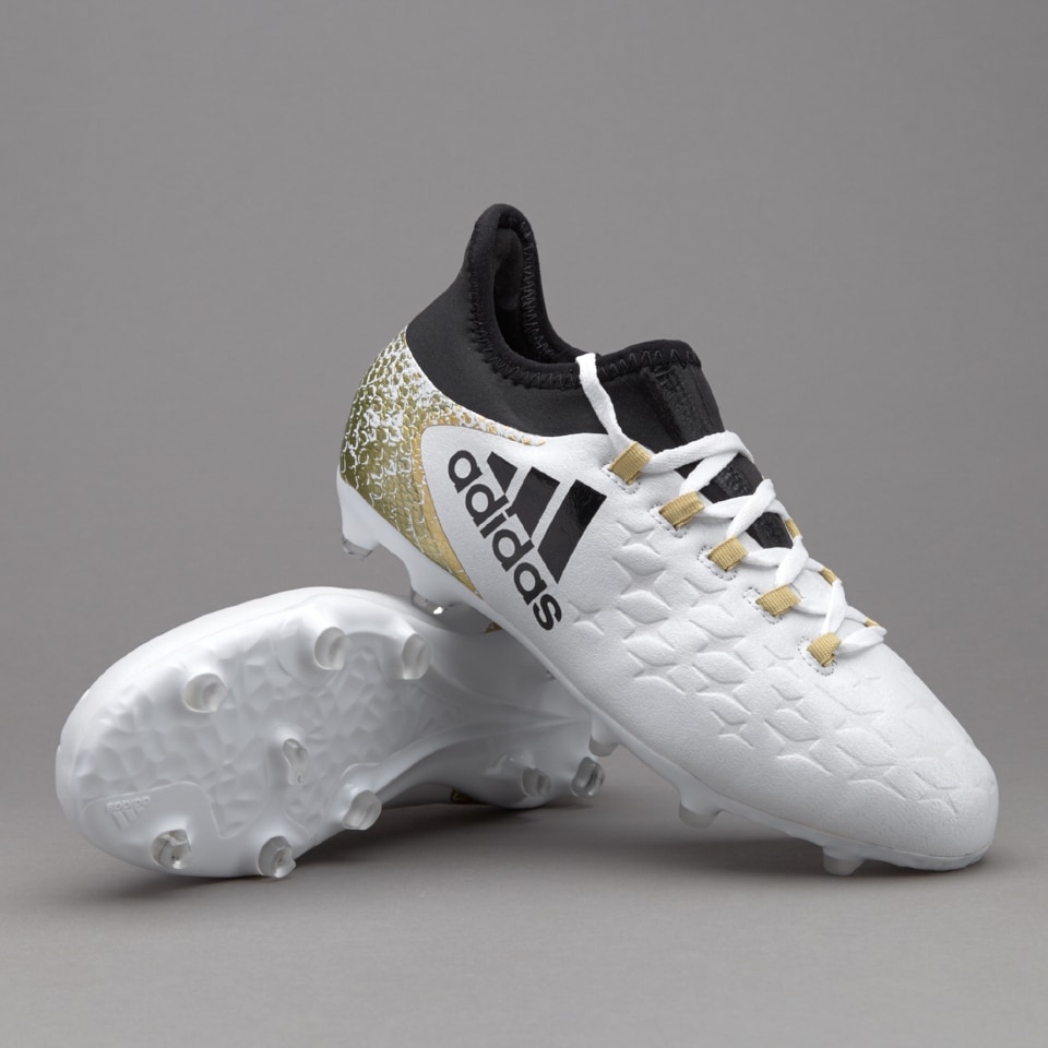 X 16.1 Youths FG/AG - Junior Boots - Firm Ground White/Core Metallic