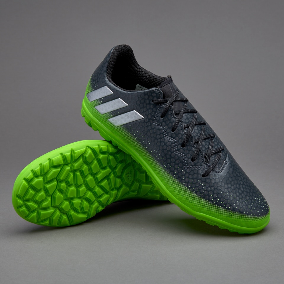 adidas Messi TF para niños- Zapatillas de futbol-Gris oscuro/Plateado/Verde solar | Pro:Direct Soccer