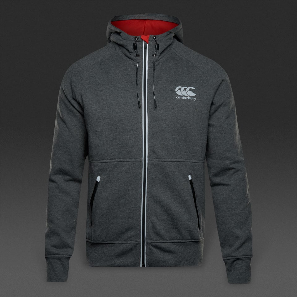 Canterbury Vaposhield Zip Thru Hoodie Mens Clothing Charcoal