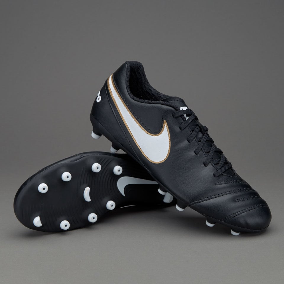 Nike Tiempo Rio III FG - Mens Boots - Firm Ground - Black/White/Gold |