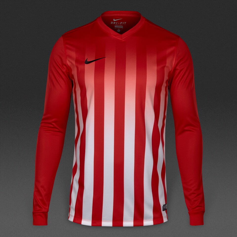 arrojar polvo en los ojos infancia alto Camiseta Nike Striped Division II para chics ML-equipaciones de futbol para  clubs-Rojo/Blanco/Negro | Pro:Direct Soccer