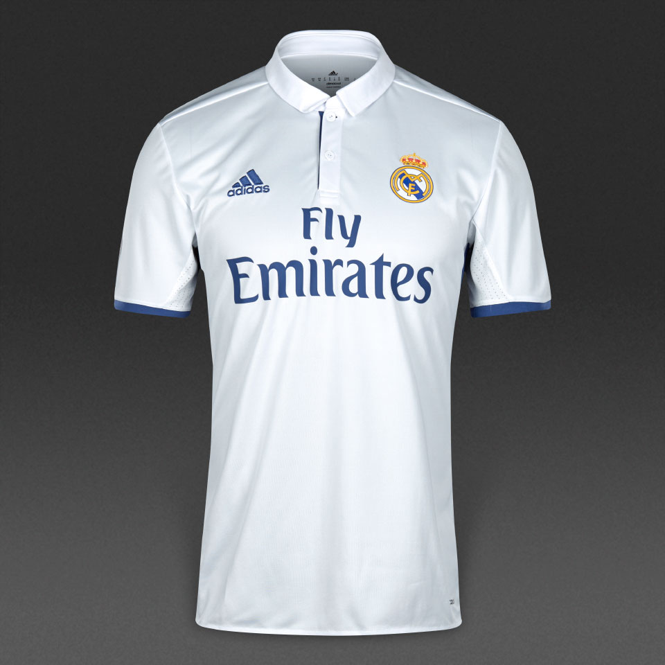 adidas Real Madrid 16/17 Home Shirt - Mens Replica - Shirts - Crystal ...