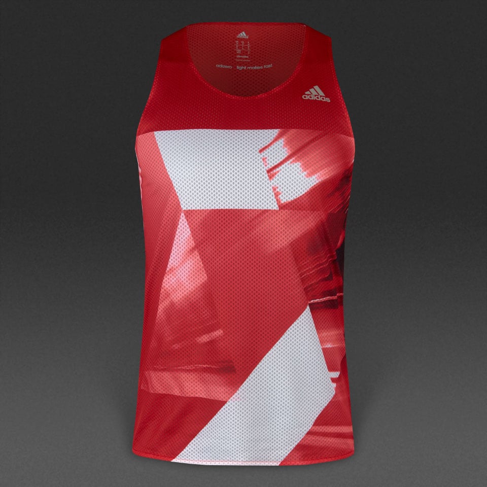 adidas ADIZERO シングレット ホワイト/レッド Mサイズ ⚫︎新品 未使用品⚫︎adidas ADIZERO シングレット ホワイト
