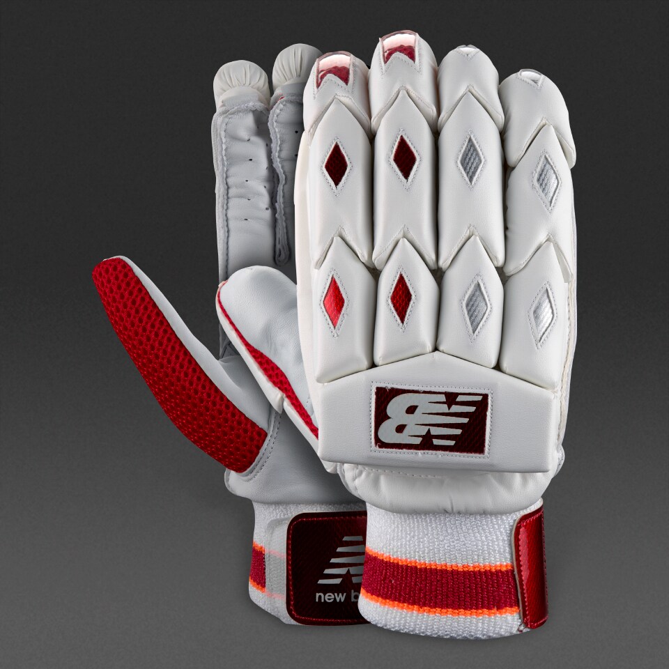 New Balance TC 860 RH Batting Gloves Batting Equipment White Red Flou Orange Pro Direct Cricket