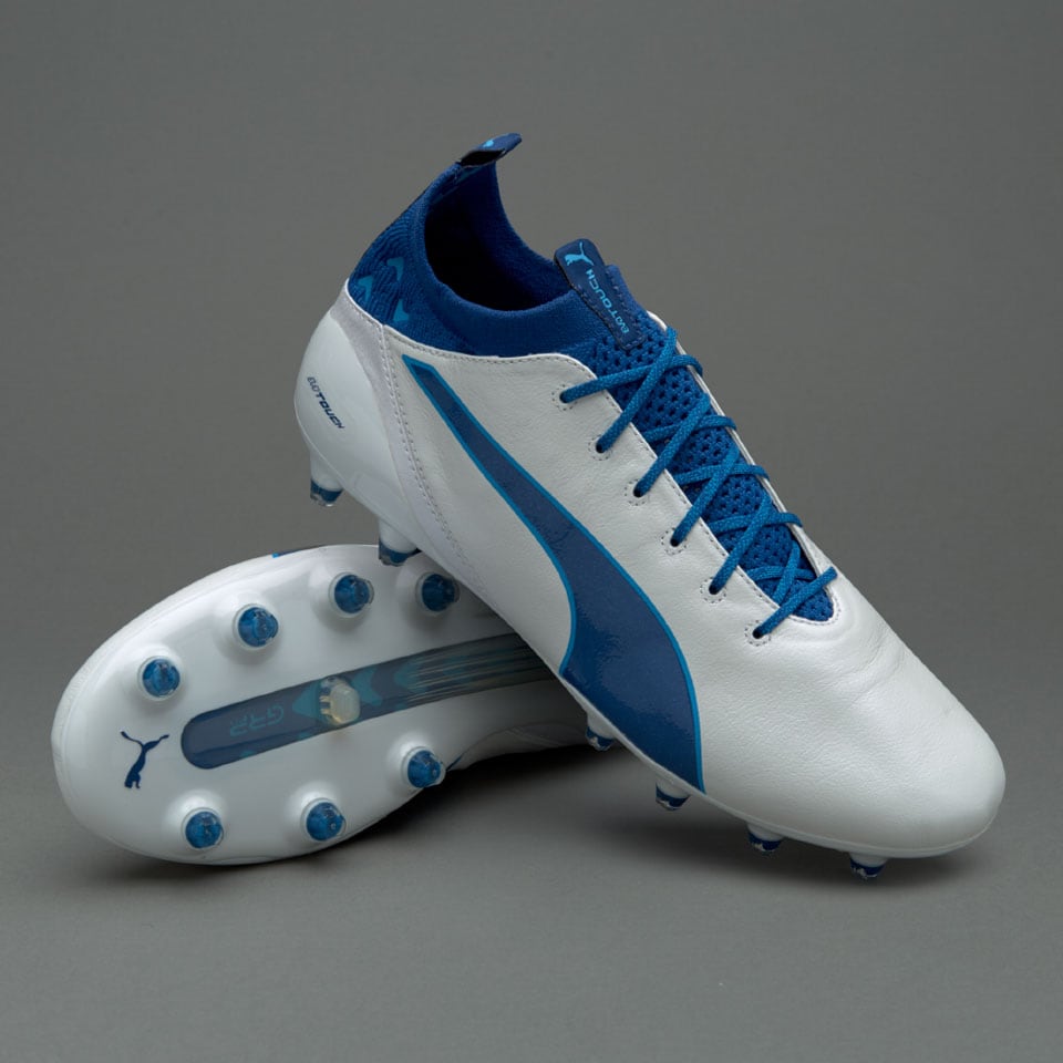 evoTOUCH FG - Mens Soccer Cleats - Firm Ground - White/True Blue/Blue Danube