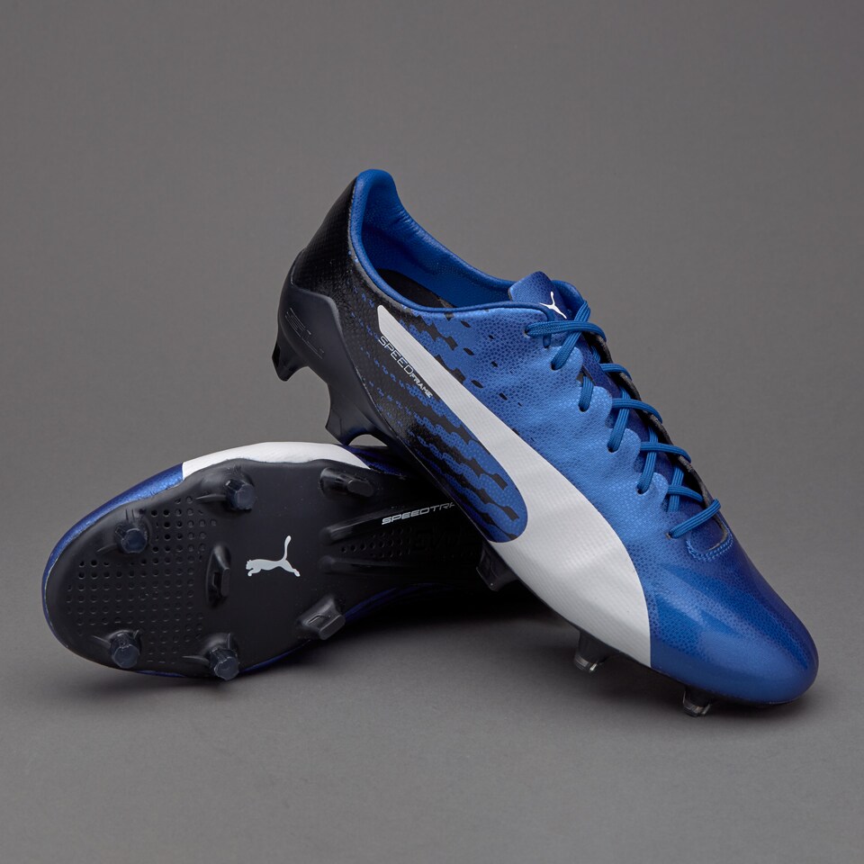 Puma evoSPEED 17.SL S FG Botas de futbol Terrenos firmes Azul Blanco Negro Pro Direct Soccer