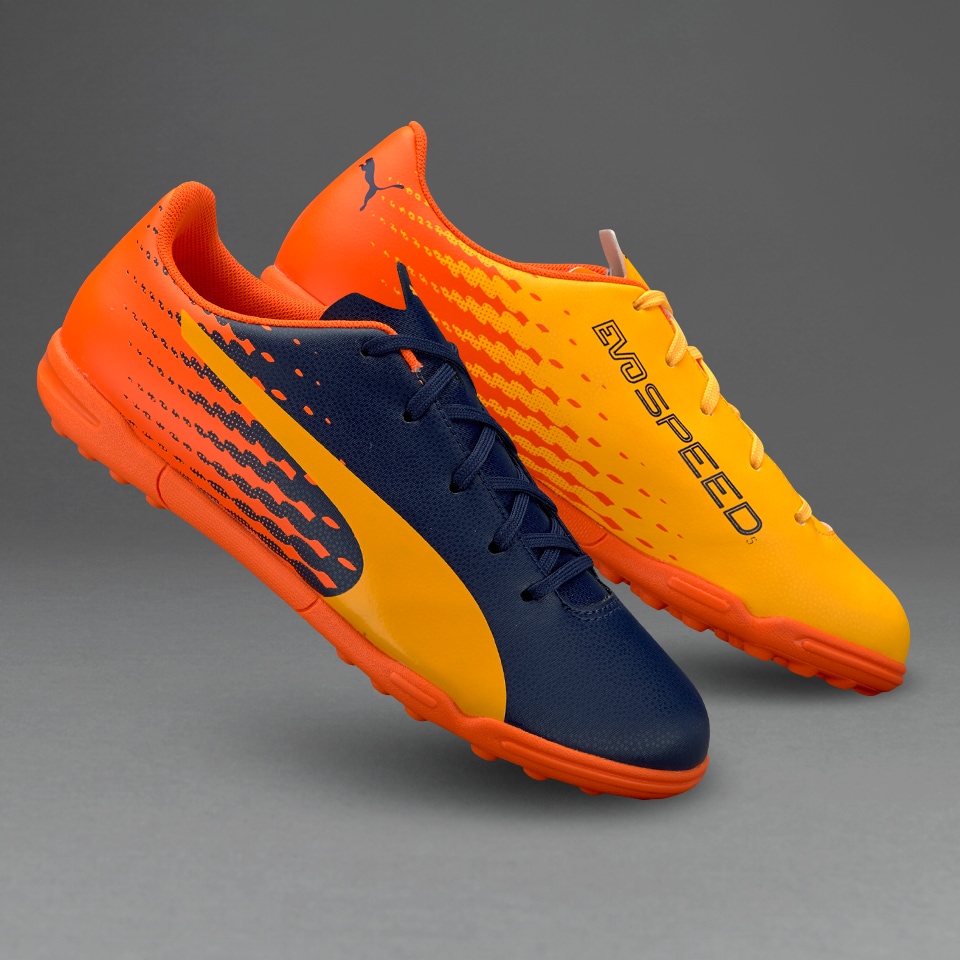 evoSPEED 17.5 niños -Zapatillas de futbol-Cesped sintetico- Amarillo/Azul/Naranja | Soccer