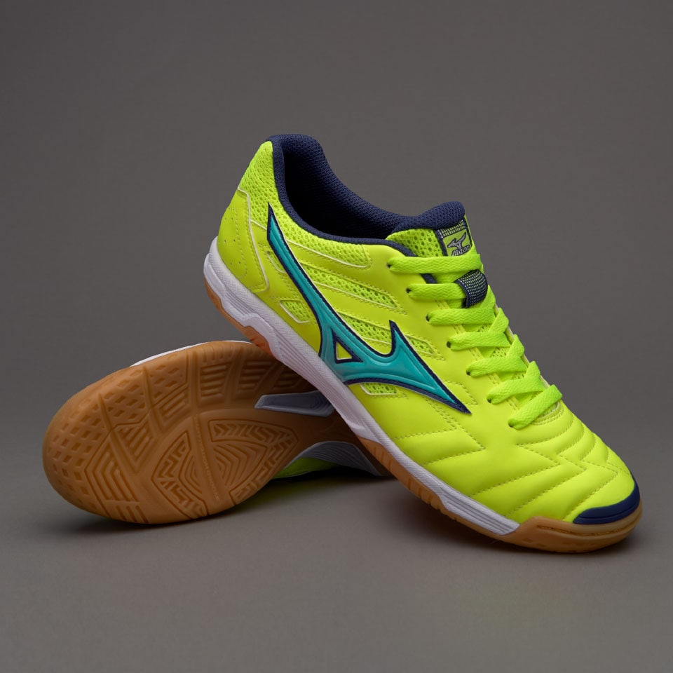 Mizuno Sala Classic II IN - Mens Boots - Indoor - Safety Yellow/Turquoise