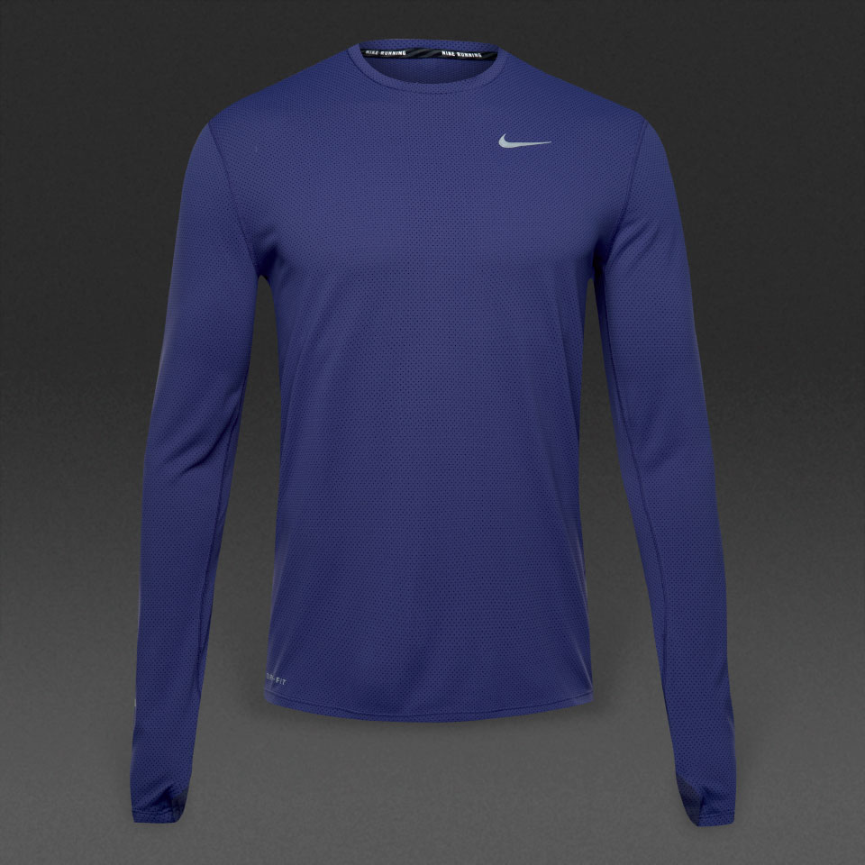 Nike Dri Fit Contour Long Sleeve Dk Purple Dust Mens Clothing 683521 508 Pro Direct Running