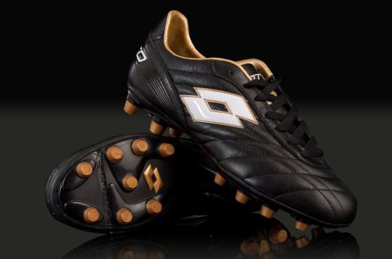 Lotto Football Boots Lotto Stadio Classic Firm Ground Soccer Cleats Black Gold Pro Direct Soccer