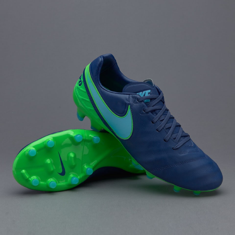 Nike Tiempo II FG Mens Mens Boots - Firm Ground - Coastal Blue/Polarized Blue/Rage Green