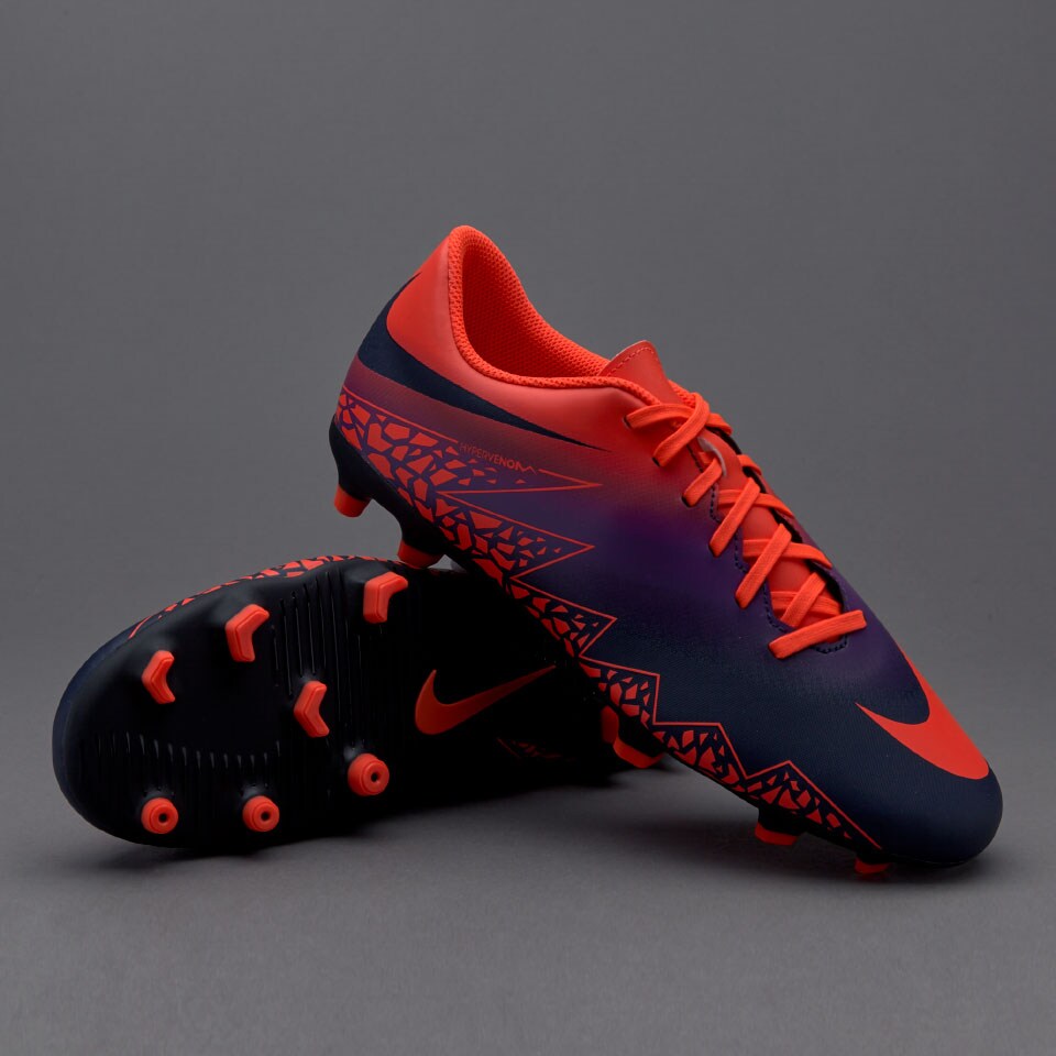 Nike Hypervenom Phade II - Mens Soccer Cleats - Firm - Total Crimson/Obsidian/Vivid Purple