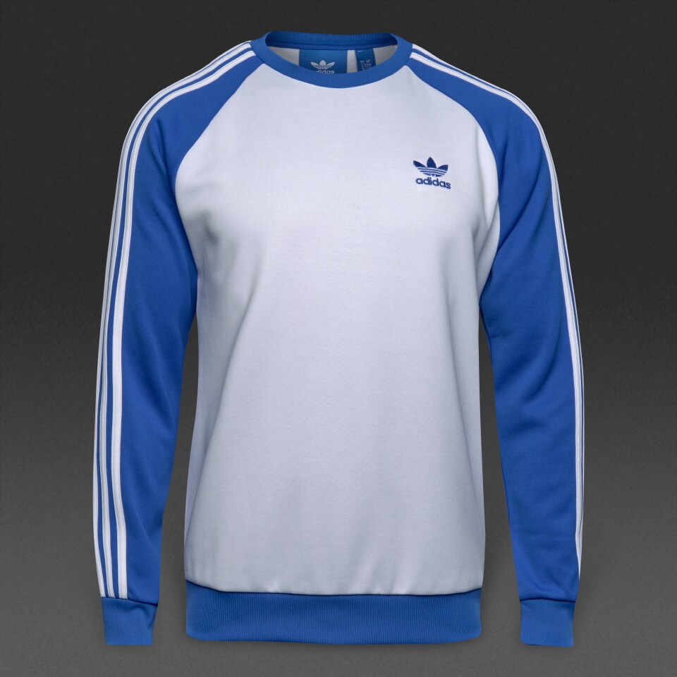 Blue Adidas Crewneck White Adidas Sweatshirt 3-Stripes Crew Night