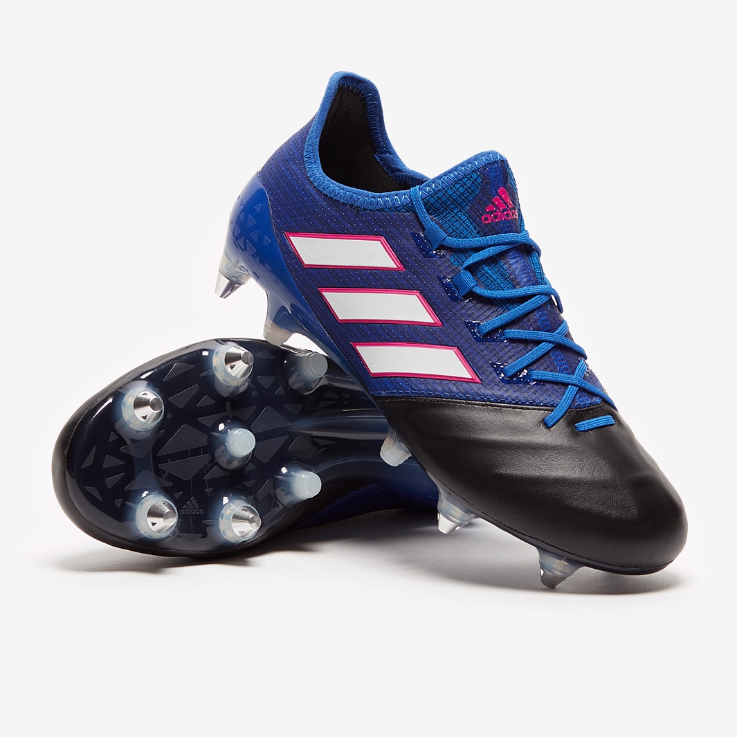 adidas ACE Leather - Mens Boots - Soft Ground Blue/White/Core Black | Pro:Direct Soccer