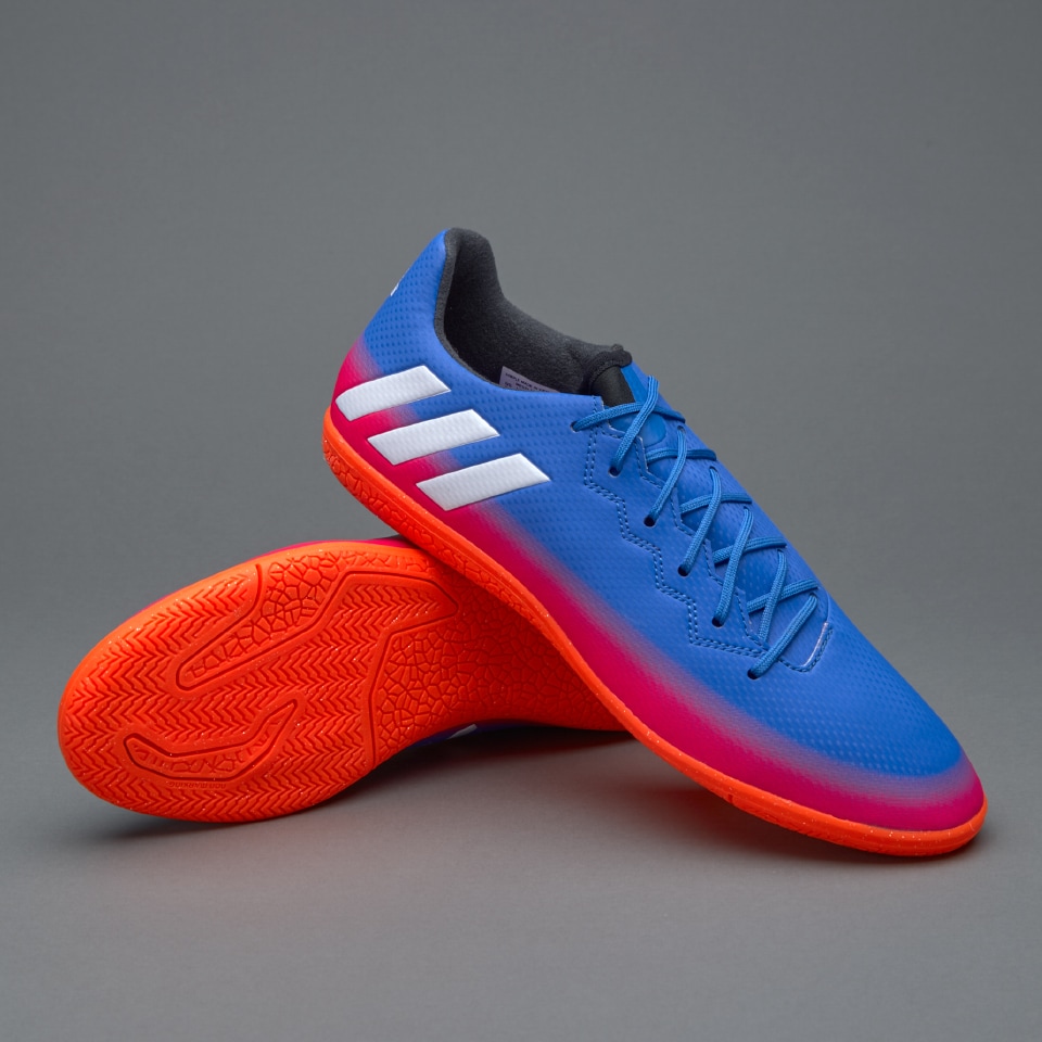 adidas Messi IN - Mens Soccer Cleats - Blue/White/Solar Orange