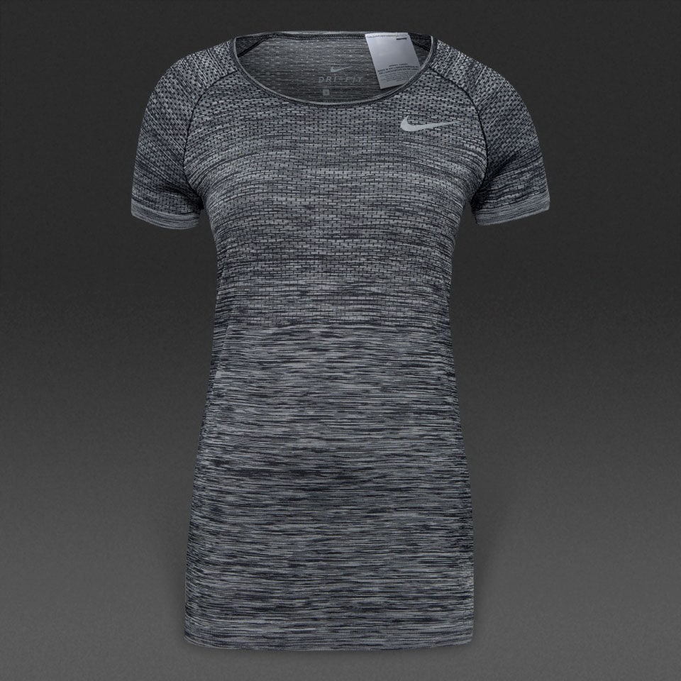 Nike Womens Dri-FIT Knit Shortsleeve Top Black/Htr Womens