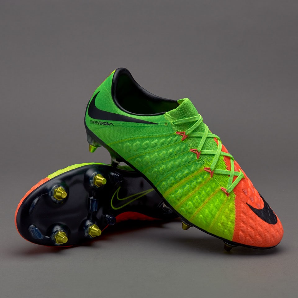 Botas de futbol-Nike Hypervenom Phantom SG Pro Anti-Clog - Verde eléctrio/Negro/Hyper Naranja | Pro:Direct Soccer