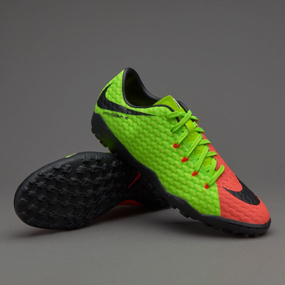Falange genéticamente montar Zapatillas de futbol- Nike Hypervenom Phelon III TF - Verde  eléctrico/Negro/Hyper Naranja | Pro:Direct Soccer