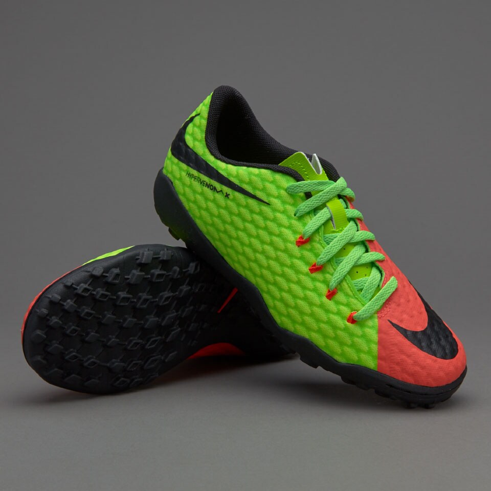 Catástrofe sociedad pasos Zapatillas de futbol-Nike Hypervenom Phelon III TF para niños- Verde  eléctrico/Negro/Hyper Naranja | Pro:Direct Soccer