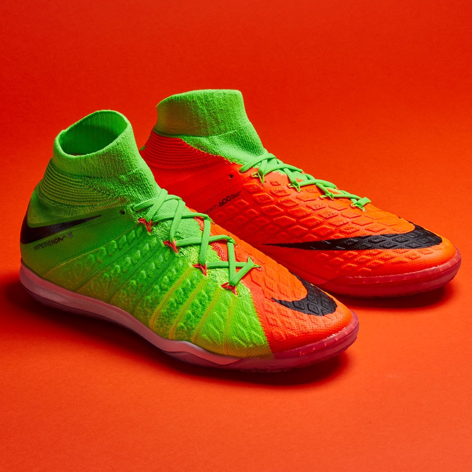 Nike HypervenomX II IC - Mens Boots - Indoor - Electric Green/Black/Hyper Orange