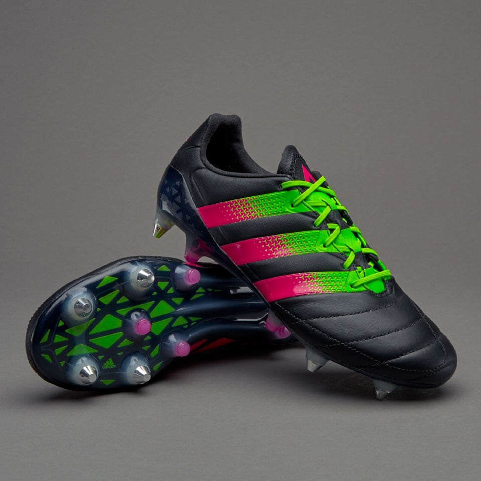 pastel Cuota de admisión Revelar Botas de fútbol-adidas ACE 16.1 SG Piel Pro -Negro/Rosa/Verde | Pro:Direct  Soccer