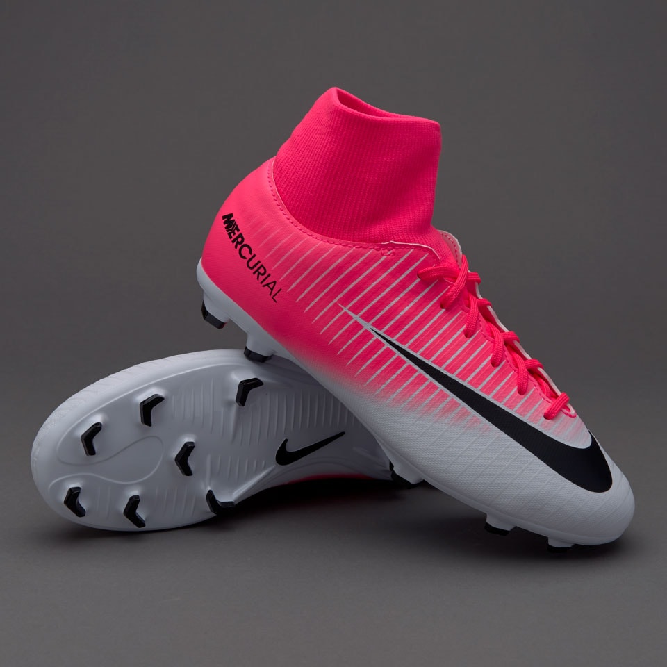 Zapatillas futbol-Nike Mercurial VI DF FG para niños-Rosa Race/Negro/Blanco | Pro:Direct Soccer