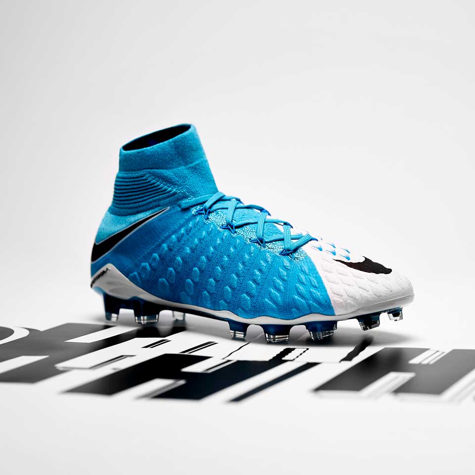Botas de fútbol-Nike Hypervenom Phantom III DF FG - Blanco/Negro/Azul foto Pro:Direct