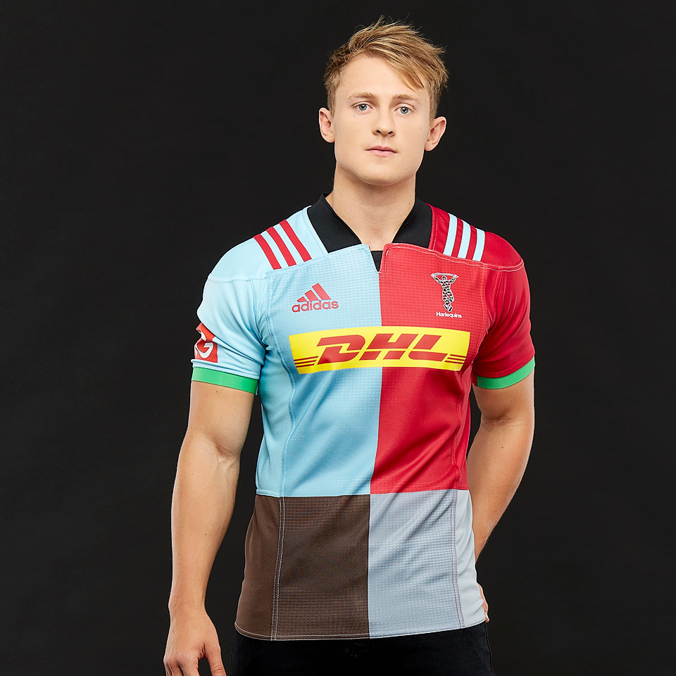 adidas Harlequins 17/18 Home Replica - Red Beauty/Frost Grey/Brown - Mens Replica - Shirts | Pro:Direct Rugby