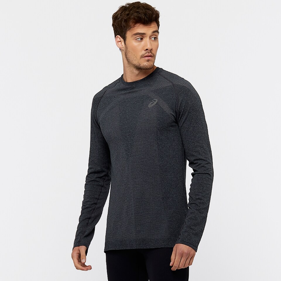 ASICS Long Sleeve Seamless Top - Performance Black - Mens Clothing ...