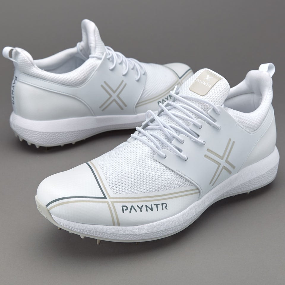 Payntr X Junior Cricket Shoe White Boys Shoes Spikes