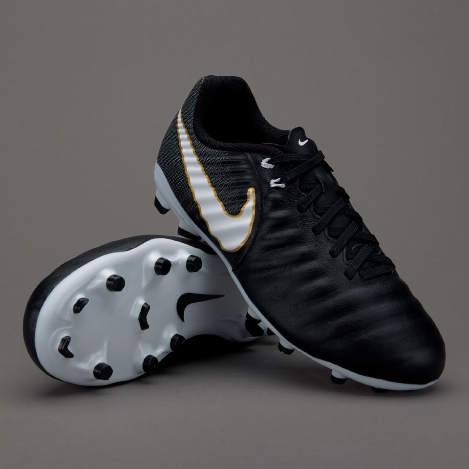 Botas de fútbol para niños - Nike Tiempo IV FG - Negro/Blanco/Negro - 897725-002 | Soccer