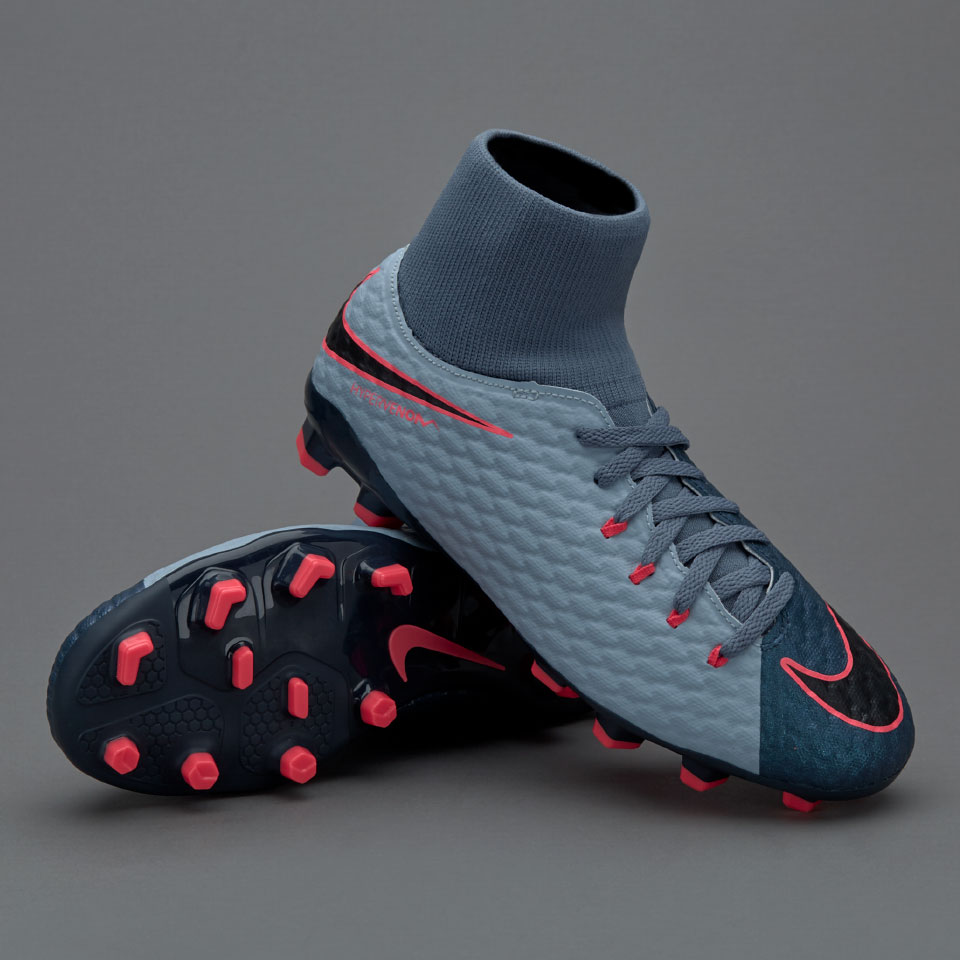 Botas futbol para niños-Nike Hypervenom Phelon III DF FG para - Claro/Azul Marino | Pro:Direct