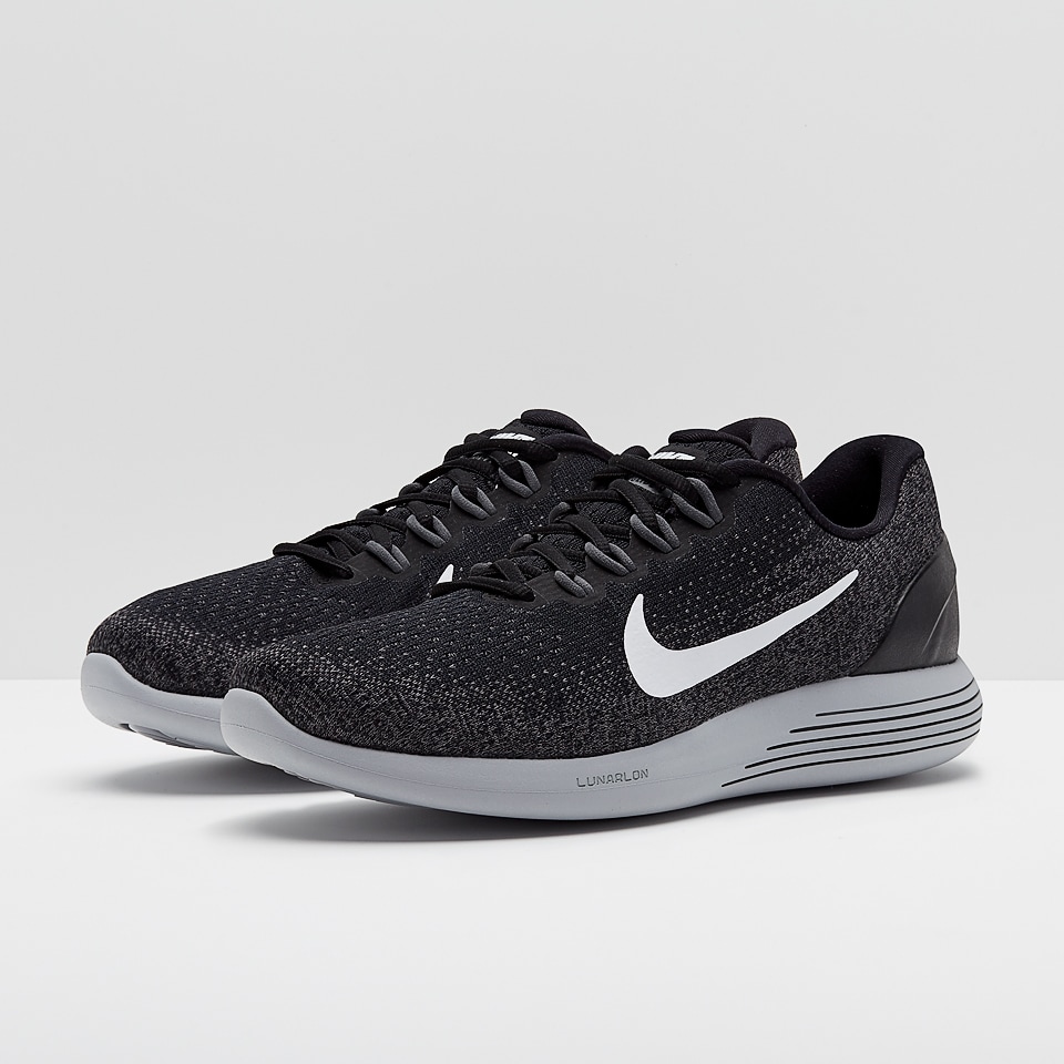 Nike Lunarglide 9 Black White Dark Grey Wolf Grey Mens Shoes 904715 001 Pro Direct Running