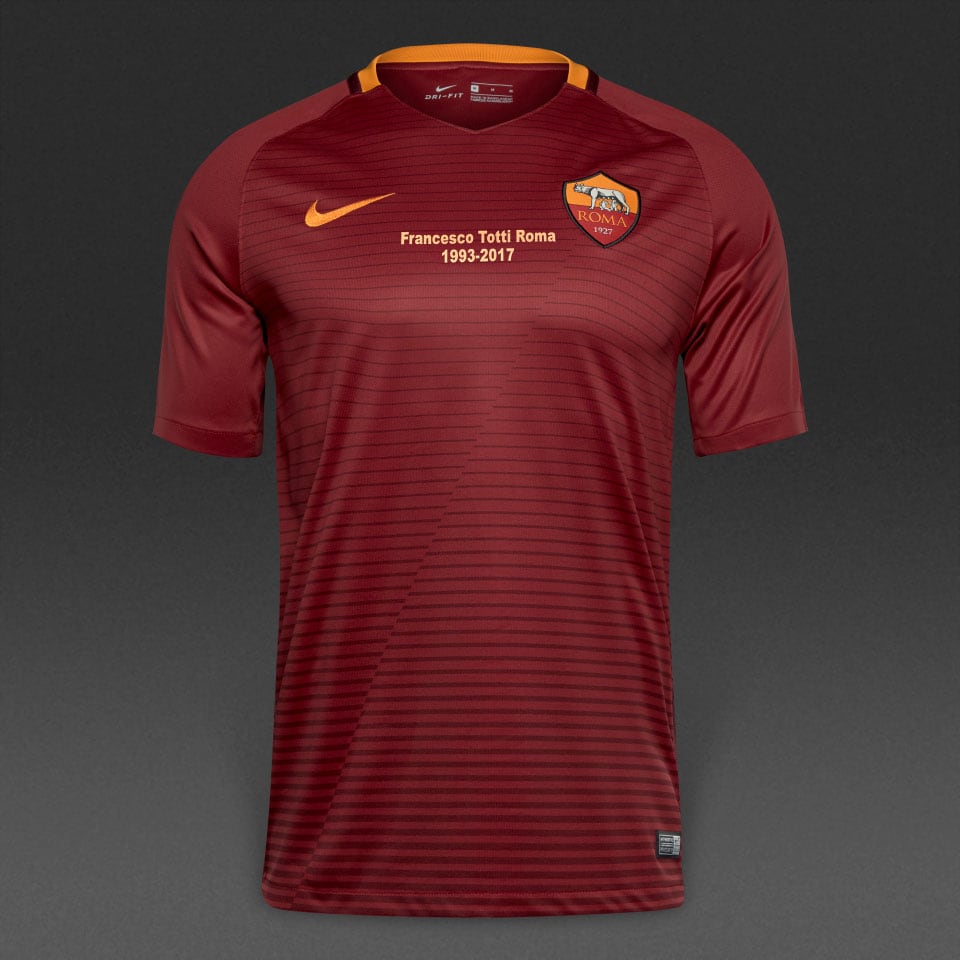Moderador Sobretodo papelería Camiseta Nike Roma 16/17 Primera equipación Commemorative Francesco Totti -  Rojo/Maroon/Kumquat | Pro:Direct Soccer