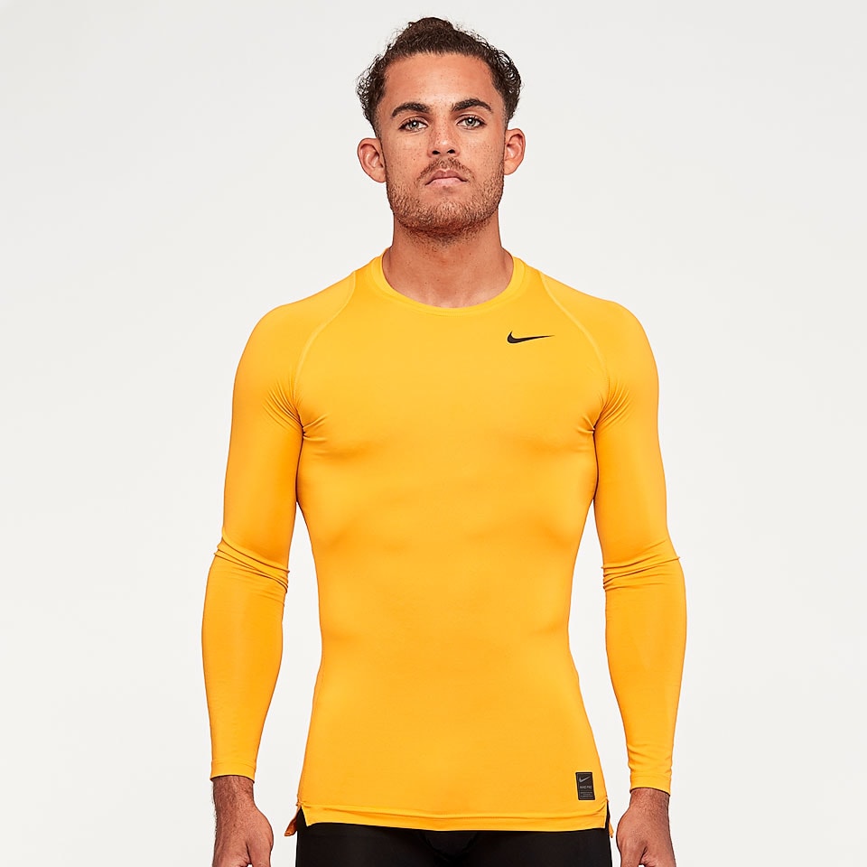 nike pro combat yellow long sleeve