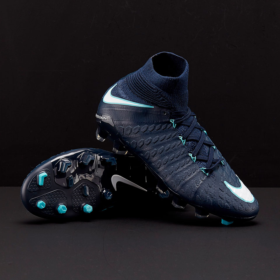 Botas de fútbol para niños - Nike Phantom 3 DF - Obsidiana/Blanco/Azul Gamma/Azul Glaciar - 882087-414 | Pro:Direct Soccer
