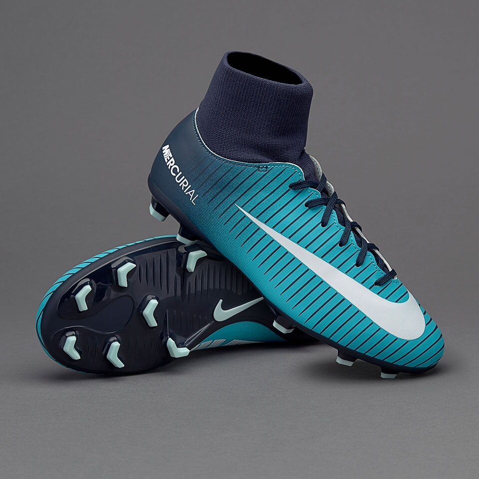 fútbol para niños - Nike Mercurial VI DF FG Obsidiana/Blanco/Azul Gamma - 903600-404 | Pro:Direct Soccer