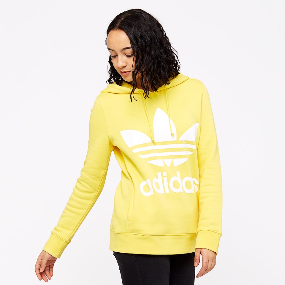 Adidas Originals Adidas Trefoil Yellow Hoodie Womens Clothing