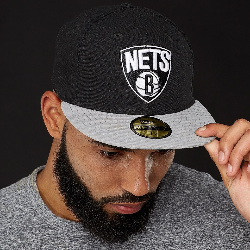 New Era NBA Essential Brooklyn Nets Black Gray Mens Clothing Hats Caps Pro Direct Basketball