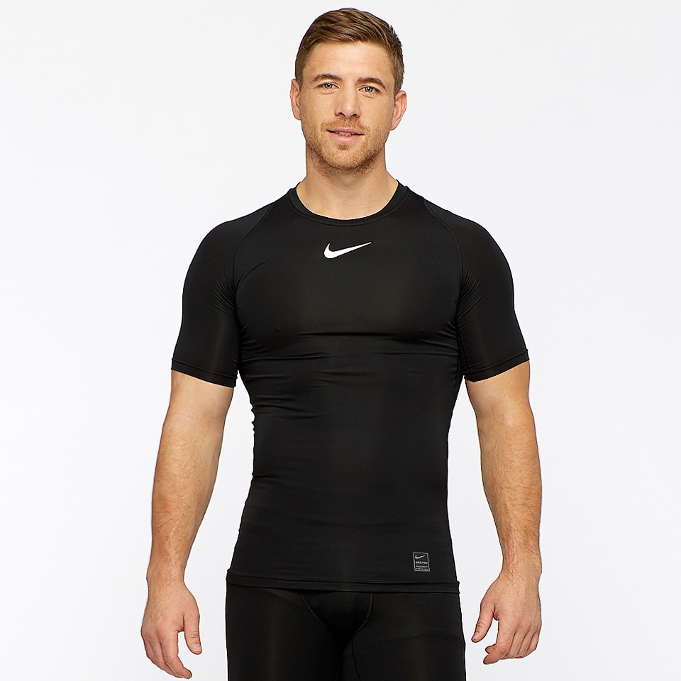 Ropa para hombre Compresión - Camiseta Nike Pro corta de compresión - Negro/Blanco/Blanco - | Soccer