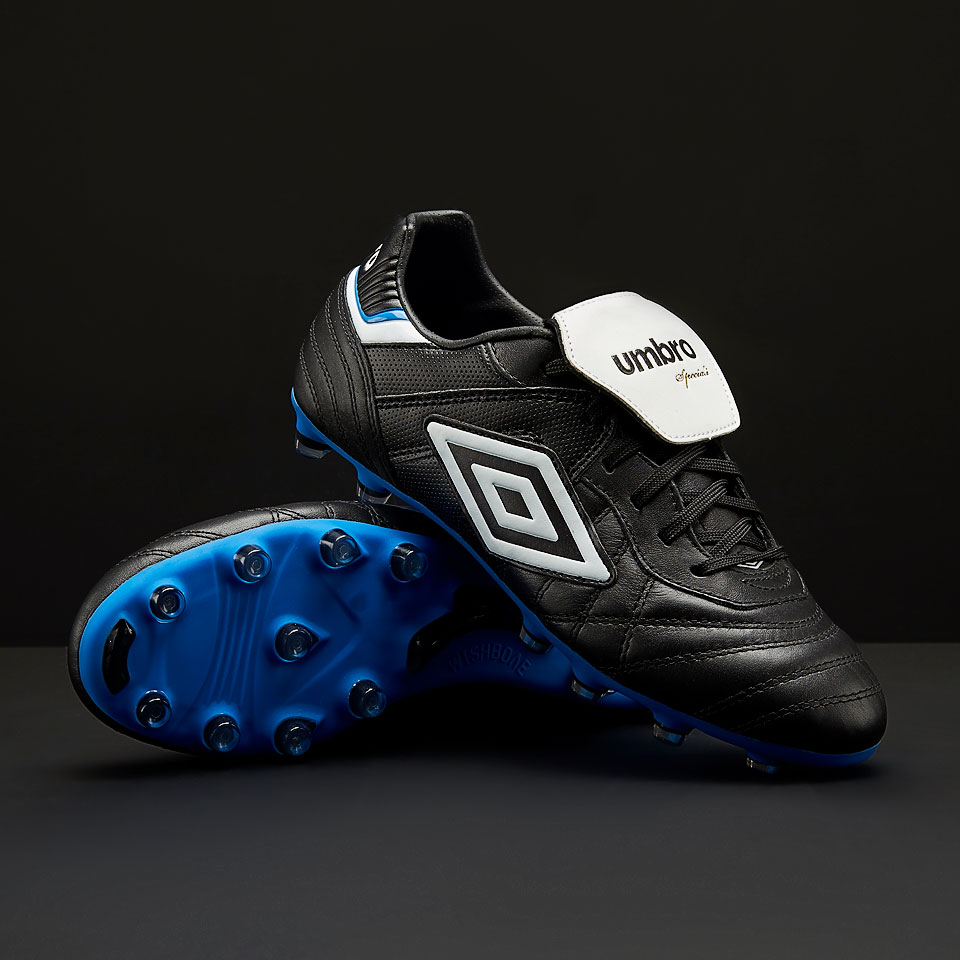 UMBRO Speciali Eternal Team HG/FG – Scarpe Calcio Uomo – Tomaia Pelle, Colore Nero/Blu Reale - 3