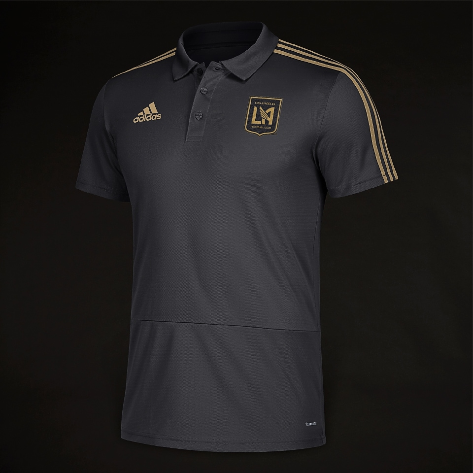 adidas LAFC Coaches Polo Mens Clothing Polo Shirts 1804ALFCALGFBM Black/Gold