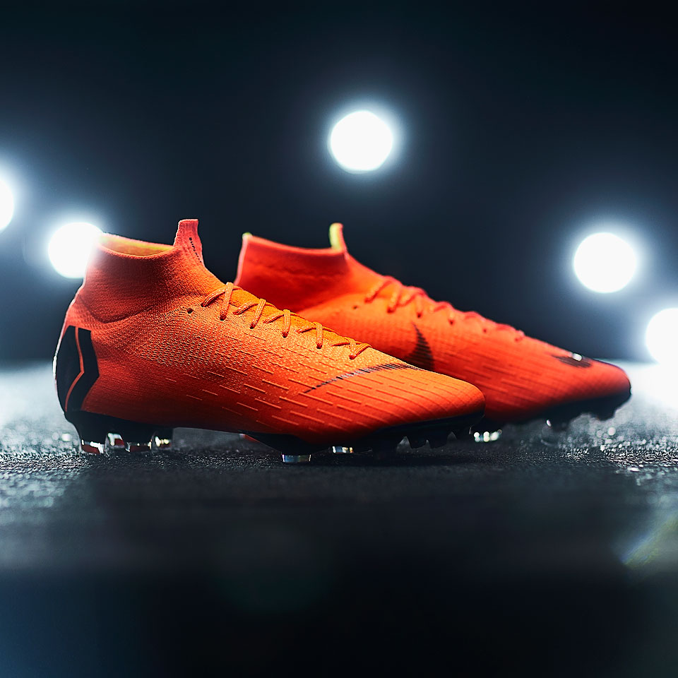 Nike Mercurial Superfly VI Mens Soccer Cleats - Firm Ground - - Total Orange/Black/Volt