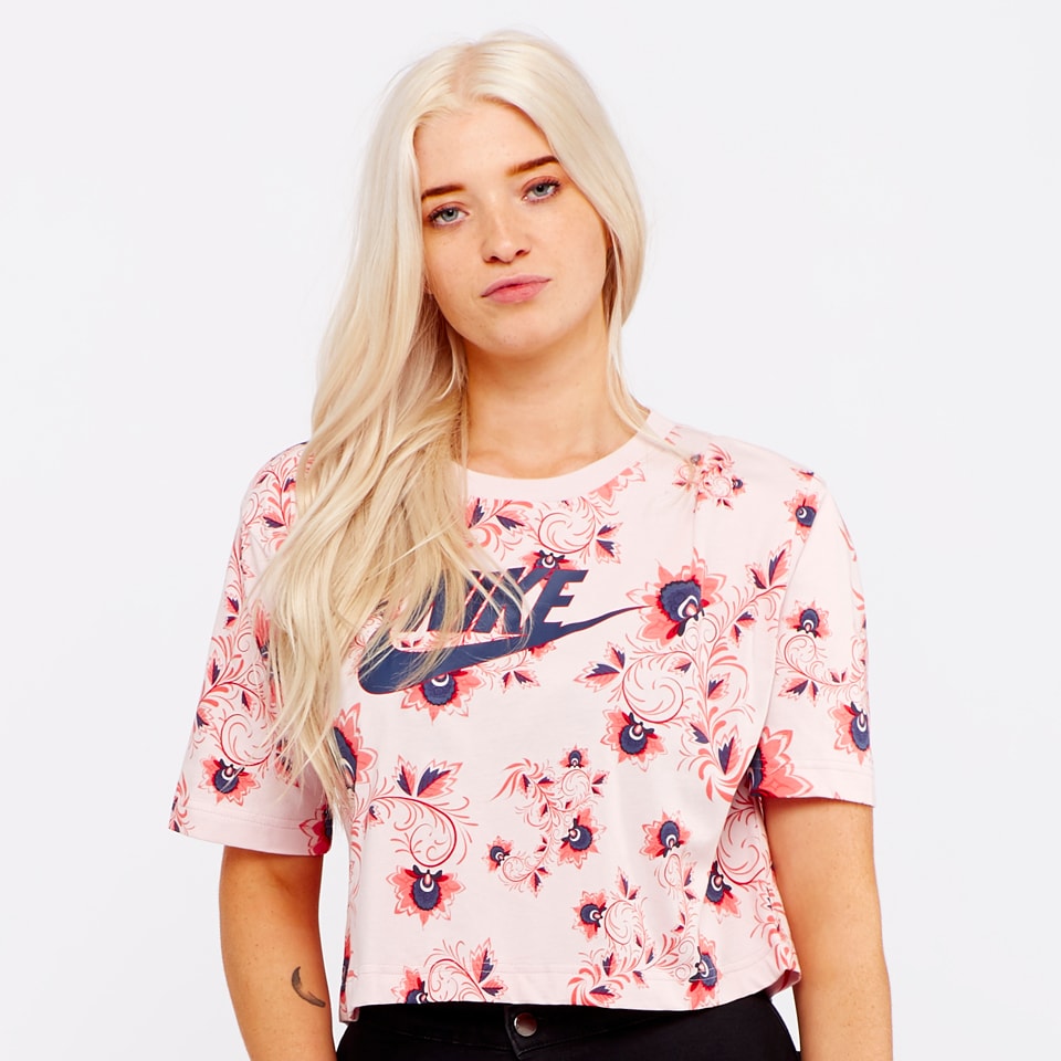 Womens Clothing - Nike Womens Sportswear Top SS Floral - Barely Rose ...