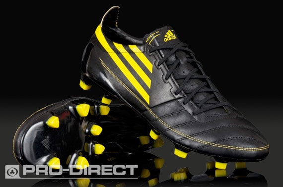 adidas Soccer Shoes - adiZero Leather Firm Ground Soccer Cleats - Black/Sun/Silver