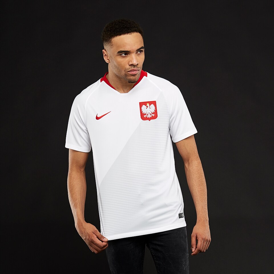 Nike Poland 2018 Stadium Home SS - White/Sport Red/Sport Red - Mens Jerseys